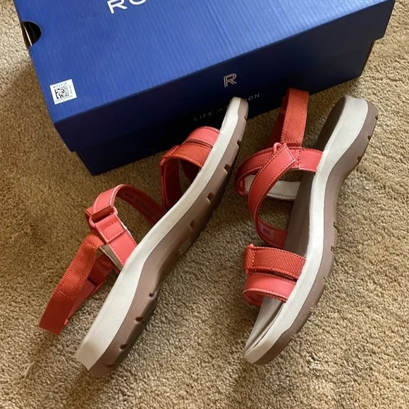 ROCKPORT Trail Tech Washable Sandals Size 9 Color Orange Like New!! - Picture 12 of 14